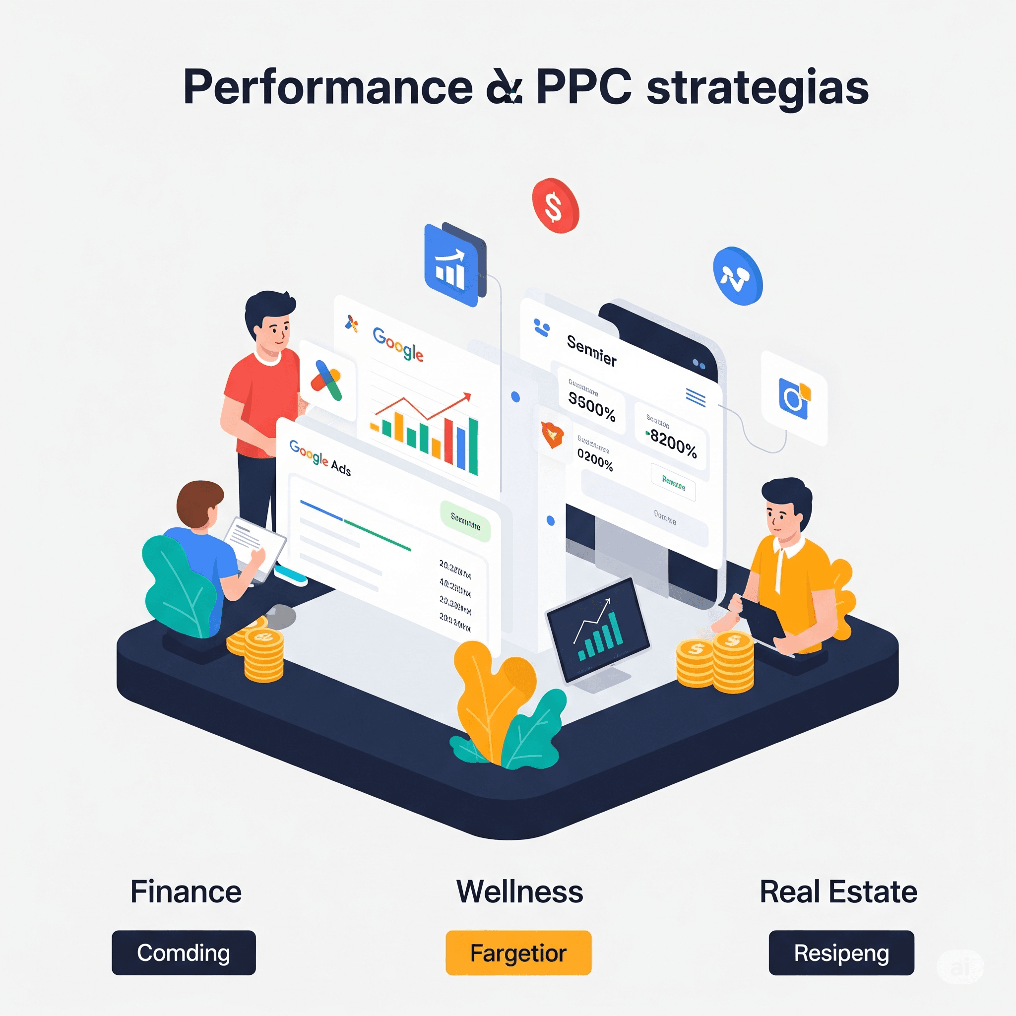 PPC campaigns for finance, wellness, and real estate clients